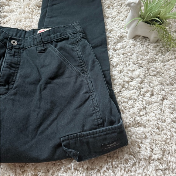 Wrangler Black Cargo Jeans Durable Straight Leg - Picture 2 of 10